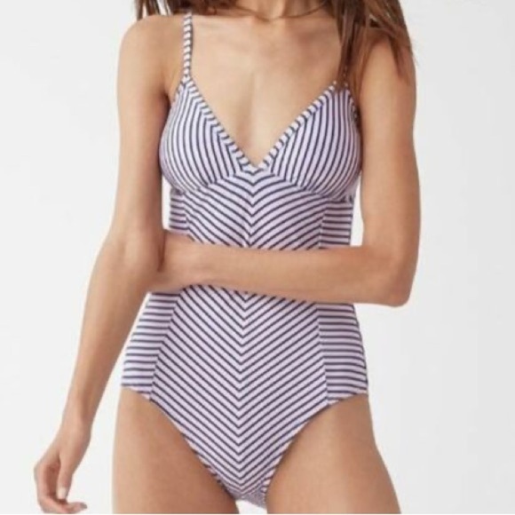 NWT Splendid Pink Blue Striped One Piece - Picture 1 of 13